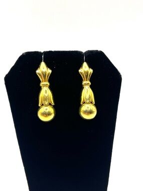 Vintage Drop Earrings Three In One Gold Tone Tops With Detachable Gold Tone Ball